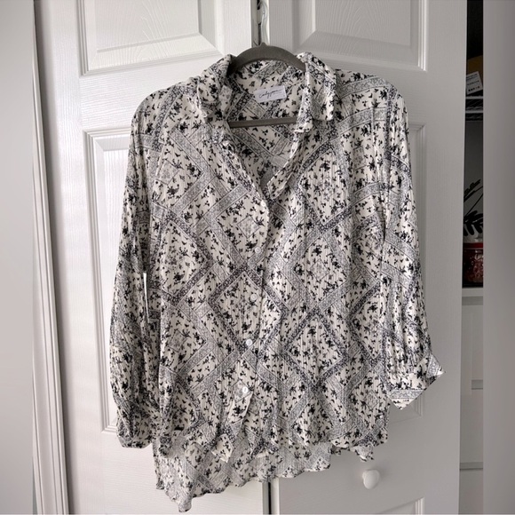Carly Jean Los Angeles Tops CJLA Button Up Button DownFlower Paisley Shirt - Picture 1 of 8
